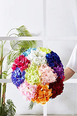 10Pcs Artificial Hydrangea Flowers Blush Heads Fake Hydrangea Silk Flowers for Wedding Centerpieces Bouquets DIY Floral Decor Home Decoration with Stems(VASE NOT Included)