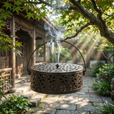 4 Pcs Portable Mosquito Coil Holder with Lid, Round Heat-Resistant Iron Alloy Incense Burner Box for Outdoor Camping, Balcony, Patio, Travel (Bronze)