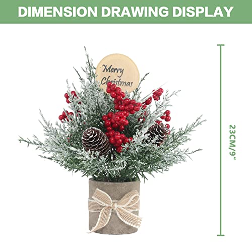 JIALEIXI 2PCS Small Christmas Tree,Tabletop Mini Xmas Tree,9" Artificial Little Potted for Christmas Decor,Suitable for Weddings, Holidays, Christmas and Other Festivals.(Red/Green)