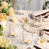 LETINE Clear Glass Tea Light Holders Set of 6 - Votive Candle Holders for Weddings, Events, Home, Bridal Shower, Birthday, Christmas, Party Table Decor and Centerpieces