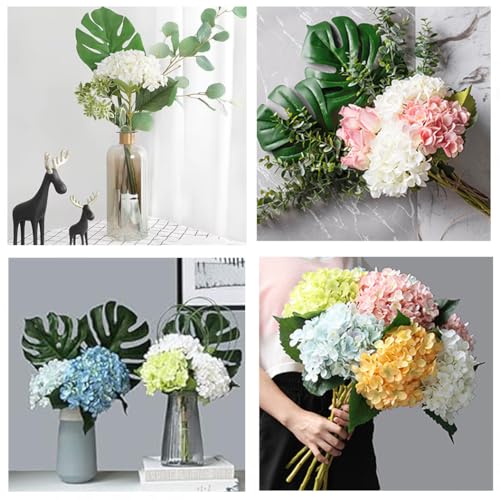 8pcs White Hydrangea Artificial Flowers 27.57" Large Realistic Single Long Stem Faux Silk Hydrangea Bouquets Flowers Arrangements Home Office Decor Wedding Centerpieces DIY