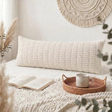Fancy Homi Decorative Throw Pillow Covers for Bed Couch Bedroom Bench, Soft Corduroy Solid Pillow Case, Rustic Farmhouse Boho Room Decor,36" x 14" (Pack of 1),Cream