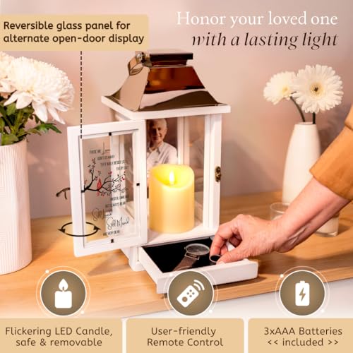 Memorial Lantern with Photo Frame & Keepsake Drawer | Sympathy Gifts for Loss of Loved One, Dad, Husband | Bereavement Memorial Gifts | LED Candle with Timer | Remembrance Gift for Loss by STILLWIND
