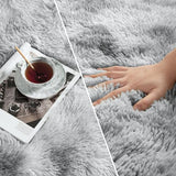 Deerhoo Large Shag Area Rugs 6 x 9, Tie-Dyed Plush Fuzzy Rug for Living Room, Ultra Soft Fluffy Furry Rugs for Bedroom, Indoor Carpet Nursery Rugs for Kids Room Home Decor, Light Grey