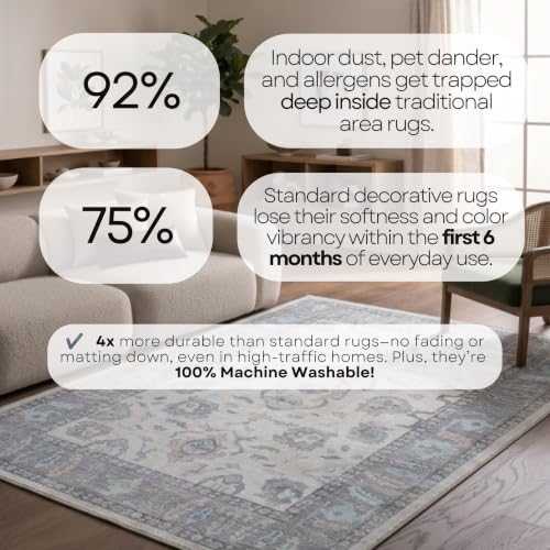 Fame Rugs Modern Oushak Rug 2'5x13, Vintage Turkish Brown Oriental Antique Inspired Extra Long Runner Rugs, Foldable Washable Luxury Living Room Bedroom (384GB, 2'5 x 13'1)