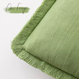 Foindtower Decorative Linen Fringe Throw Pillow Covers 22×22 Lime Green