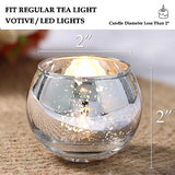 Round Silver Votive Candle Holders, Mercury Glass Votives Set of 12