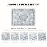 Area Rug 8×10, Large Vintage Boho Rug,Ultra-Soft Low Pile, Washable, Non Slip,Stain Resistant, Printed Carpet for Living Room Bedrooms Playroom Office Kitchen, Light Blue