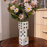MOUGIGI Ceramic Dice Vase - Unique Decor for Dried Flowers, Rose, Pampas Grass - Stunning Design for Any Modern Space for Inspiring Smiles