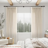 Aersas Linen Pinch Pleated Curtains 84 Inch Length 2 Panels Set for Living Room Cream Semi Sheer Window Curtain for Bedroom Boho Farmhouse Neutral Back Tab Drape Decor with Hooks, Natural Beige Ivory