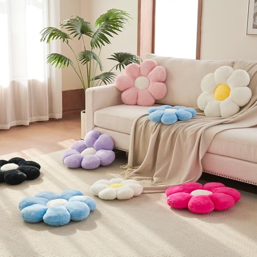 Xuyier Flower Pillow, Decorative Throw Pillow, 14.9“ Cute Daisy Pillow, Aesthetic Fun Decor Pillows for Bed, Flower Shaped Accent Cozy Pillow for Couch