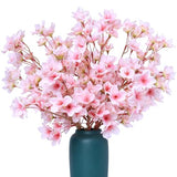 SITUMEIZI 6Pcs Artificial Cherry Blossom Branches Decor Fake Flowers Silk Spring Faux Flowers 16" Peach Bouquet for Home Wedding Bedroom Japanese Decoration DIY Table Centerpiece Arrangement(Pink)