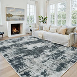 5x8 Area Rugs for Living Room: Washable Soft Black Abstract Bedroom Carpet
