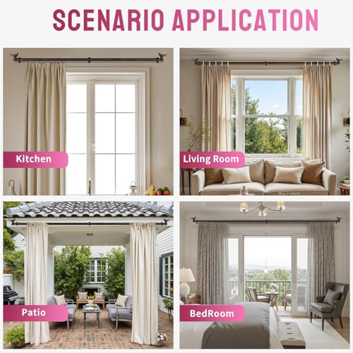 Curtain Rods for Window 18 to 45 Inches Vintage Bronze Curtain Rod with Bird Finials Adjustable Drapery Rod Heavy Duty Curtains Rods for Living Room Kitchen Window