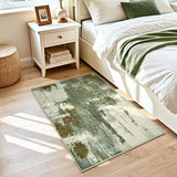 Washable Entryway Rug 2x3, Non-Slip Low Pile Abstract Green