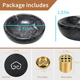 Vrupin Natural Marble Incense Burner, Handmade Incense Stick Incense Burner Reflux Burner, Ideal for use in Meditation, Incense Smokers and Decoration. (Black)