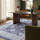 Fame Rugs Modern Oushak Rug 2x3, Vintage Turkish Navy Blue Oriental Antique Inspired Area Rugs, Washable Foldable Luxury Living Room Bedroom (388NB, 2' x 3')