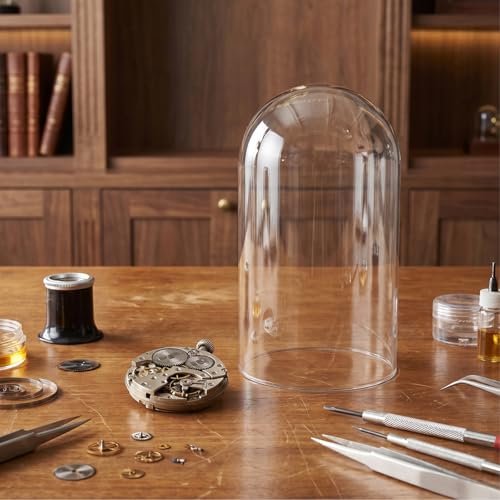 Mantel Clock Glass Dome - 8.3x5.1in Glass Cloche Display Dome for Mechanical Anniversary Clock - Clear Cloche Bell Jar for Eternal Flower Mini Terrariums