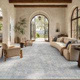 9x12 Area Rugs for Living Room Large Washable Rug, Blue/Beige