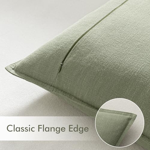 EMEMA Decorative Linen Throw Pillow Covers 20x20 Inch Grass Green