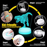 Dinosaur Night Light - 3D Acrylic 16 Color Changing Lamp with 3 Dino Patterns Remote Control, Kids Gift for Birthday Christmas