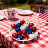 HipTree Mini Patriotic 4th of July Tree Ornaments Decorations,20ct 1.18 Inch Red White Blue Heart Shaped Baubles for Memorial Day, Independence Day,Veterans Day, Flag Day,American Party Decorations