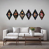 Sintuff 6 Pieces Gothic Wall Decor Boho Sun Moon Phases Wall Art Gothic Minimalist Stars Sun Hanging Wooden Home Decor Farmhouse Pediments for Gallery Living Bedroom Room(Mushroom)