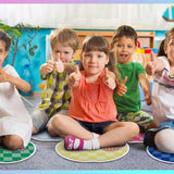 Breling 12 Pcs Apple Carpet Circle for Classroom Sitting 17 Inch Pastel Macaron Checkered Floor Cushions Rug Non Slip Floor Mat Back to School Group Activity Teacher Educational Learning Playing Area