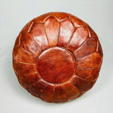 Brown Moroccan Leather Pouf – Set of 2 – Delivered Unstuffed – Handcrafted Ottoman, Footstool, Footrest, Floor Cushion – Versatile Artisan Accent