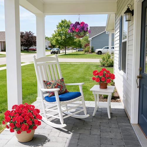 Ammyoo Artificial Geranium Flowers for Outdoors Decoration, 6 Pcs Fake Silk Geraniums Flower UV Resistant Look Real Faux Plants for Spring Garden Porch Planter Yard Table Centerpieces Decor