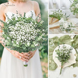 Serwalin 100 Pcs Mixed Artificial Eucalyptus Stems,Babys Breath Artificial Flowers Bulk with Faux Eucalyptus Leaves Greenery Stems for Wedding DIY Bouquets Floral Arrangement Home Decor
