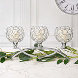 Crystal Tealight Candle Holder Centerpiece Home Decorative Candlestick Holder Elegant Table Centerpiece Home Decor Wedding Party Anniversary (Silver, 3 Arm)