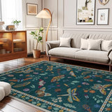 Lahome Insect Print 5x7 Area Rugs for Living Room, Soft Washable Rugs for Bedroom Ultra-Thin Non Slip Modern Rug, Throw Rug Carpet for Office Nursery Dining Room Vionnet(5'x7',Dark Green)
