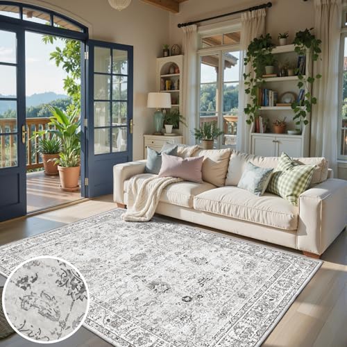Grey Area Rug 5x8 for Living Room Bedroom