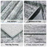 3x6 Washable Kitchen Runner Rug: Abstract Soft Neutral Carpet Gray