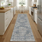2'6''x8' Washable Runner Rug for Hallway Kitchen, Blue