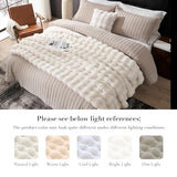 Amélie Home Faux Fur Throw Blanket for Couch, Ultra Soft Fuzzy Plush Bubble Throw for Sofa, Living Room & Home Decor, 50"x60", Cream White