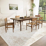 Area Rug 8x10 Washable Rug, Vintage Boho Medallion Rugs Non-Slip Soft Low Pile Large Distressed Rug Indoor Retro Carpet for Living Room Bedroom Dining Room Office Children's Room(Beige, 8'x10')