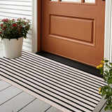 LEEVAN Black and White Striped Outdoor Rug Runner 2x4.3 Layering Doormat Farmhouse Front Porch Rug Cotton Woven Washable Throw Carpet for Hallway/Front Steps/Bathroom/Kitchen/Home Entrance