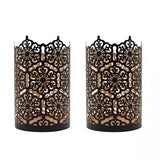 Hosley's Set of 2 Flower 7" High Cut Bronze Candle Holder & Lantern. Ideal for Use with Hosley Highly Scented Candles, Jar Candles. Can be Used as a Decorative Centerpiece in Your Living/Dining Room