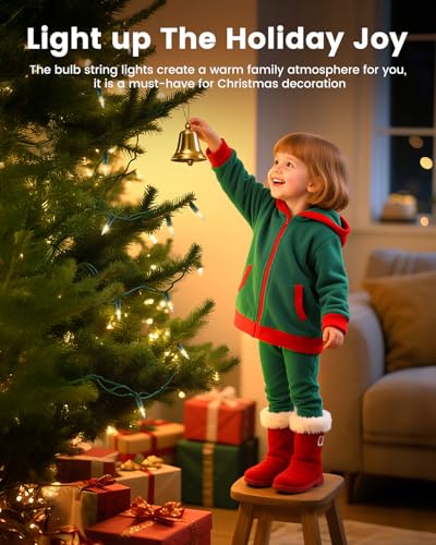 Minetom Clear Christmas String Lights 100 Count 20 Feet Incandescent Bulb Mini Lights for Indoor Xmas Tree Garland Birthday Wedding Party Festival Decoration, Green Wire
