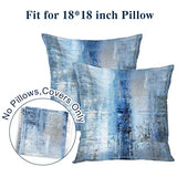 Blue and Grey Abstract Art Artwork Pillow Cover, Gallery Modern Decorative Throw Pillows Cushion Cover for Bedroom Sofa Living Room 18 x 18 Inch Set of 2