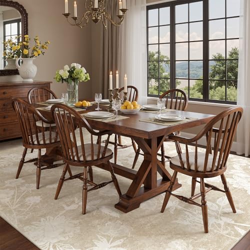 Soalmost Floral Washable Rugs 8x10 for Living Room, Neutral Soft Rug Beige