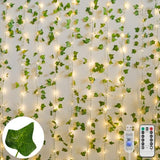 suddus Vines with Light for Bedroom, 200 LED Fairy Lights with Vines, Ivy Curtain Lights for Dorm, Wedding, Party, Wall, Indoor, Outdoor Decor, 6.5ft x 6.5ft with Remote（Warm White）