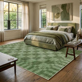 GarveeHome 8x10 Area Rugs Geometric Washable Moss Green Checkered Rug