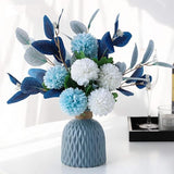 Artificial Flowers with Ceramic Vase Faux Hydrangea Flower Arrangements Table Centerpieces for Home Garden Party Wedding Decoration