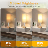 Touch Bedside Table Lamps Set - 3 Way Dimmable Bedroom Lamps Set of 2 with USB C & A Ports, Small Lamps for Nightstand with AC Outlet, Small Desk Lamp for Office, Dorm, Nursery - Dorm Room Essentials