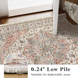 2x8 Vintage Runner Rug Low Pile Non-Slip Washable Hallway Rug