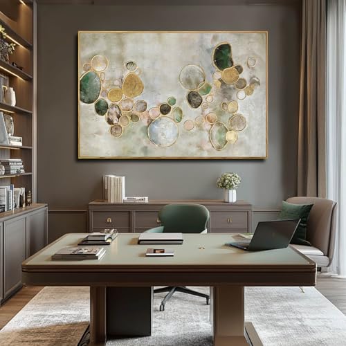 YJYart Gold Line Home Wall Decor Abstract Wall Art Neutral Canvas Artwork 32"x48" Decorations for Bedroom Large Paintings for Living Room