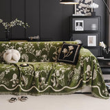 DREAMINGO Green Floral Couch Cover Farmhouse Botanical Jacquard Sofa Covers for 3 Cushion Couch Cozy Chenille Living Room Furniture Futon Sectional Sofa Slipcovers Washable, X-Large 71"x134"